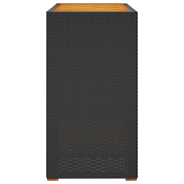 The Living Store Trädgårdsbord med träskiva svart 100x40x75 cm konstrotting - Utebord