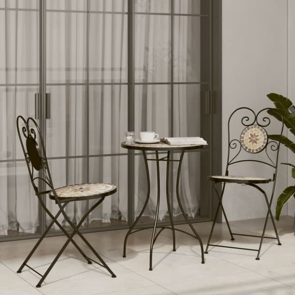 The Living Store Mosaikbord terrakotta och vit Ø50x70 cm keramik -  Utebord
