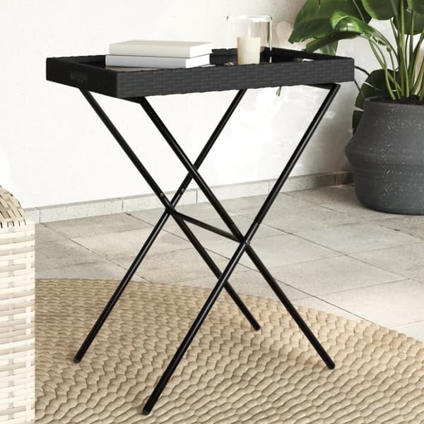 The Living Store Hopfällbart brickbord svart 65x40x75 cm konstrotting -  Utebord