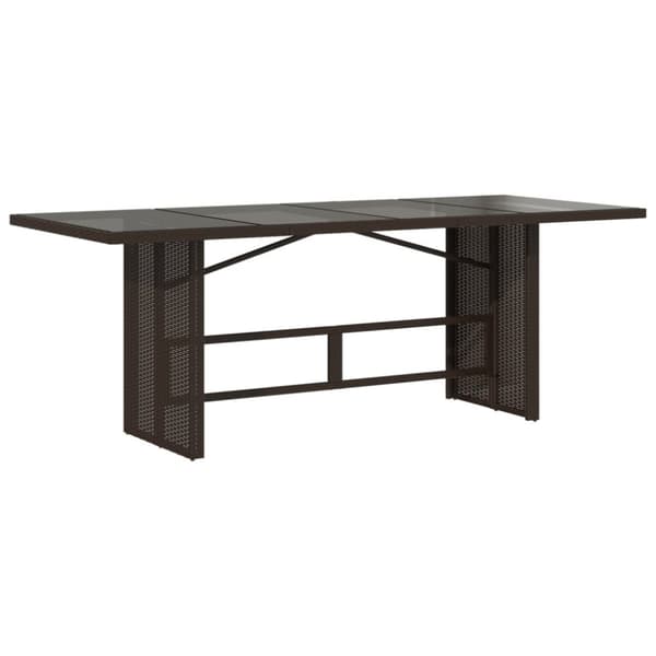 The Living Store Trädgårdsbord med glasskiva brun 190x80x74 cm konstrotting - Utebord