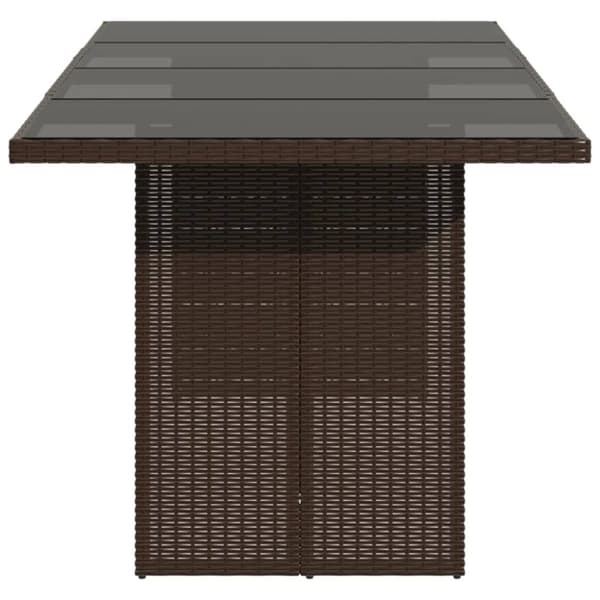The Living Store Trädgårdsbord med glasskiva brun 190x80x74 cm konstrotting - Utebord
