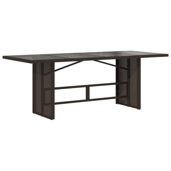 The Living Store Trädgårdsbord med glasskiva brun 190x80x74 cm konstrotting - Utebord