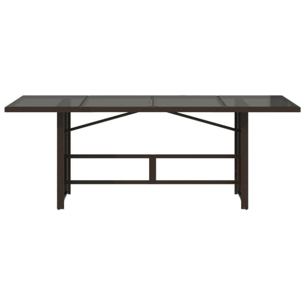 The Living Store Trädgårdsbord med glasskiva brun 190x80x74 cm konstrotting - Utebord