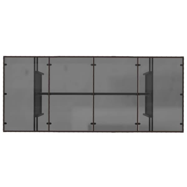 The Living Store Trädgårdsbord med glasskiva brun 190x80x74 cm konstrotting - Utebord