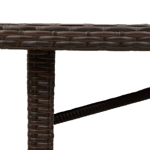 The Living Store Trädgårdsbord med glasskiva brun 190x80x74 cm konstrotting - Utebord