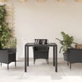 Miniatyrbillede 4 af 11: The Living Store havebord med glastop 90x90x75 cm polyrattan sort -  Haveborde