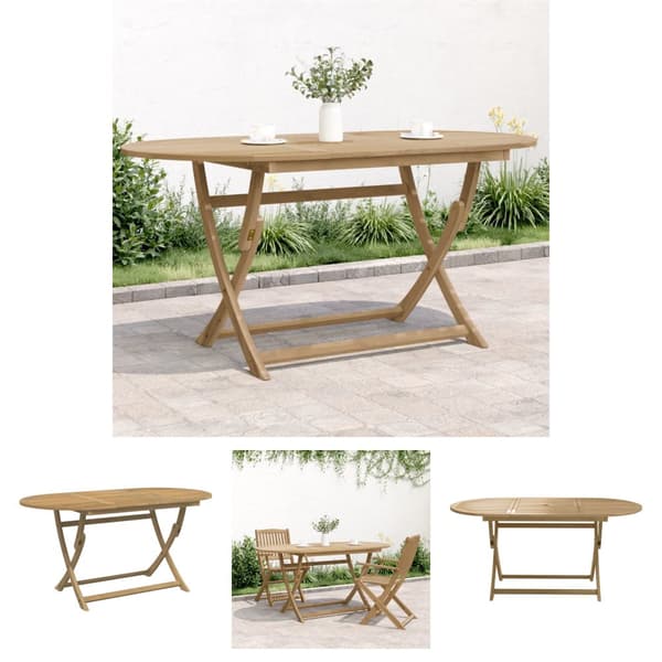 The Living Store Hopfällbart trädgårdsbord 160x85x75 cm massivt akaciaträ - Utebord