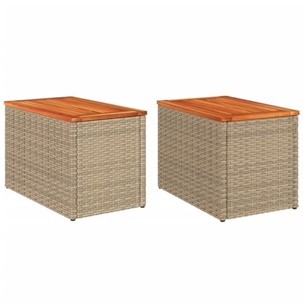 The Living Store haveborde 2 stk. 55x34x37 cm polyrattan og massivt træ beige -  Haveborde