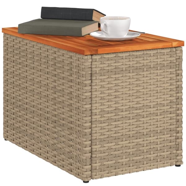 The Living Store haveborde 2 stk. 55x34x37 cm polyrattan og massivt træ beige -  Haveborde