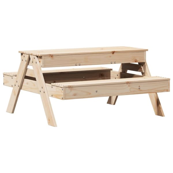 The Living Store picnicbord med sandkasse til børn massivt fyrretræ - Haveborde