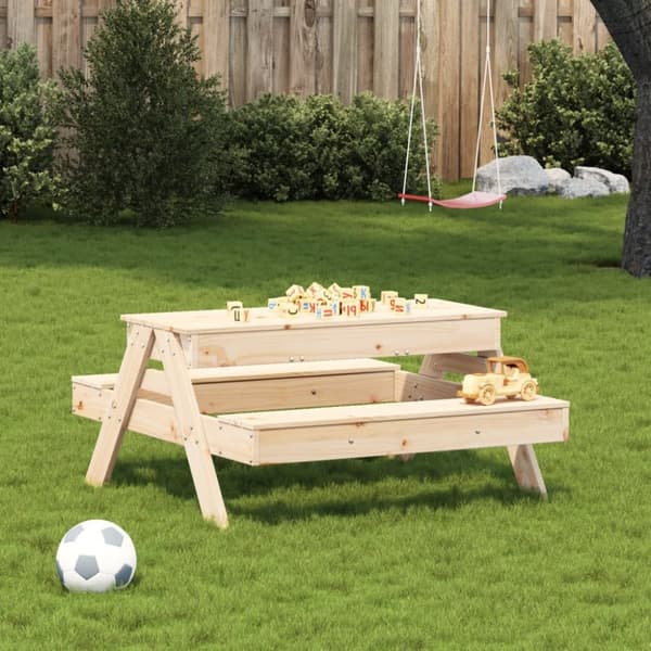 The Living Store picnicbord med sandkasse til børn massivt fyrretræ - Haveborde