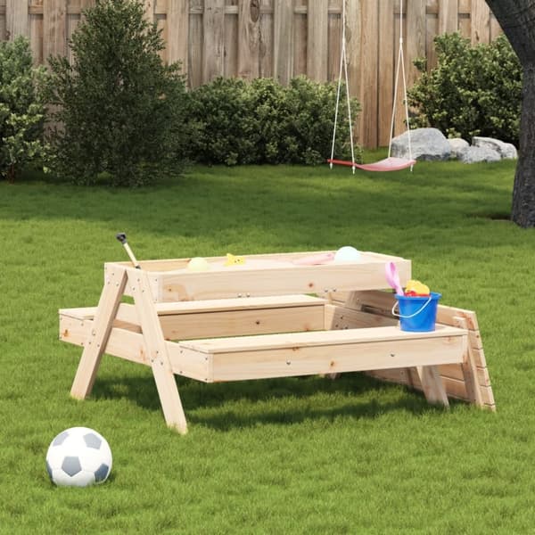The Living Store picnicbord med sandkasse til børn massivt fyrretræ -  Haveborde