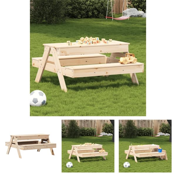 The Living Store picnicbord med sandkasse til børn massivt fyrretræ -  Haveborde