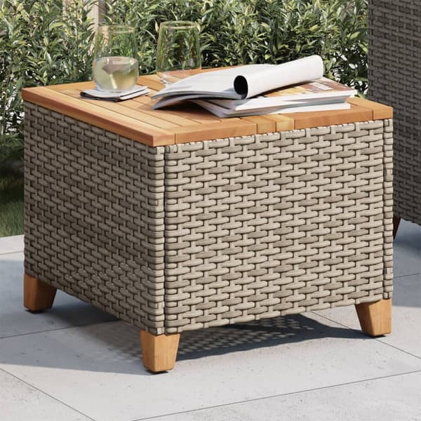 The Living Store havebord 45x45x37 cm polyrattan og akacietræ grå - Haveborde
