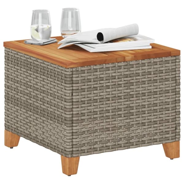 The Living Store havebord 45x45x37 cm polyrattan og akacietræ grå - Haveborde