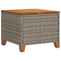 Miniatyrbillede 7 af 11: The Living Store havebord 45x45x37 cm polyrattan og akacietræ grå -  Haveborde