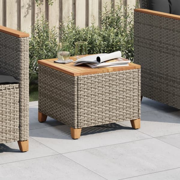 The Living Store havebord 45x45x37 cm polyrattan og akacietræ grå - Haveborde