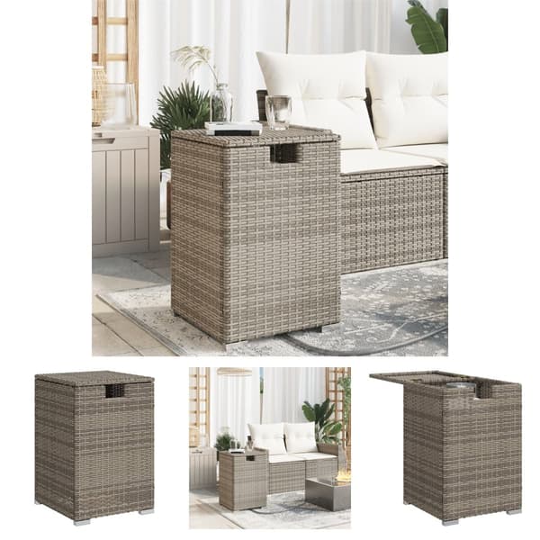 The Living Store gasflaskeskjuler 40x40x60 cm polyrattan grå -  Haveborde