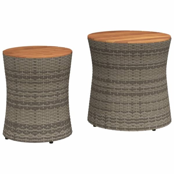 The Living Store haveborde 2 stk. med træplade polyrattan grå -  Haveborde