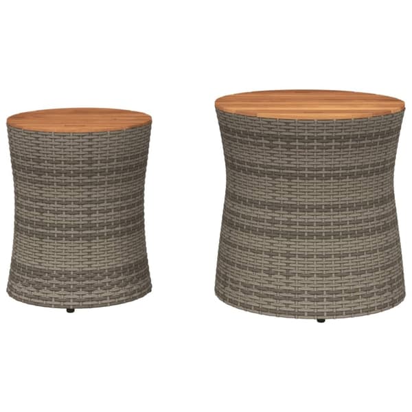 The Living Store haveborde 2 stk. med træplade polyrattan grå -  Haveborde