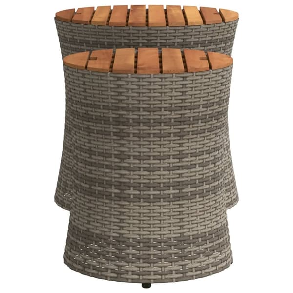 The Living Store haveborde 2 stk. med træplade polyrattan grå -  Haveborde