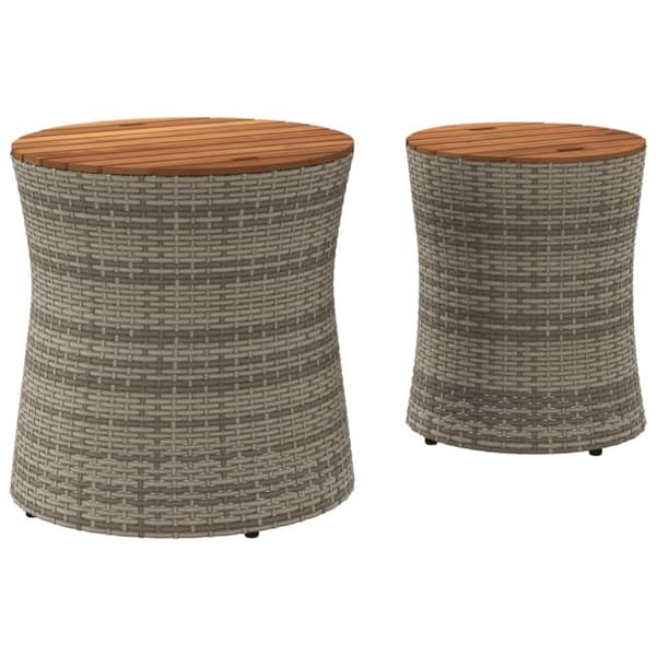 The Living Store haveborde 2 stk. med træplade polyrattan grå -  Haveborde
