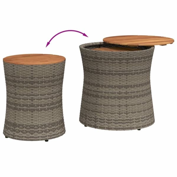 The Living Store haveborde 2 stk. med træplade polyrattan grå -  Haveborde