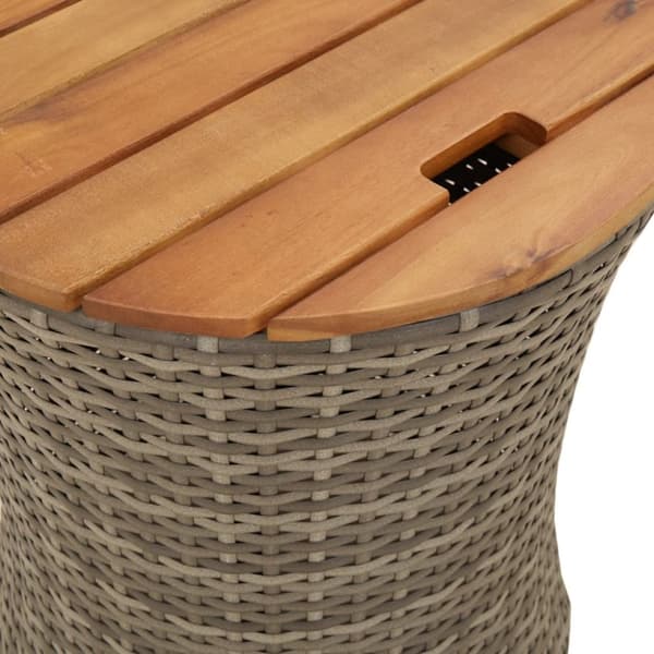 The Living Store haveborde 2 stk. med træplade polyrattan grå -  Haveborde