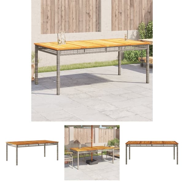 The Living Store havebord 180x90x75 cm polyrattan og akacietræ grå - Haveborde