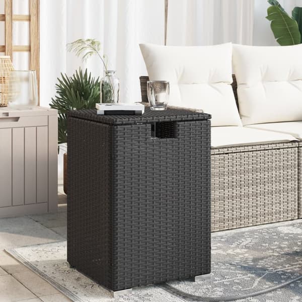 The Living Store gasflaskeskjuler 40x40x60 cm polyrattan sort - Haveborde