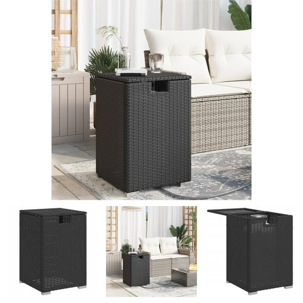 The Living Store gasflaskeskjuler 40x40x60 cm polyrattan sort - Haveborde