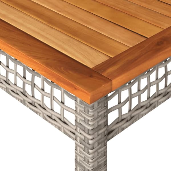 The Living Store Trädgårdsbord grå 140x80x75 cm konstrotting akaciaträ - Utebord