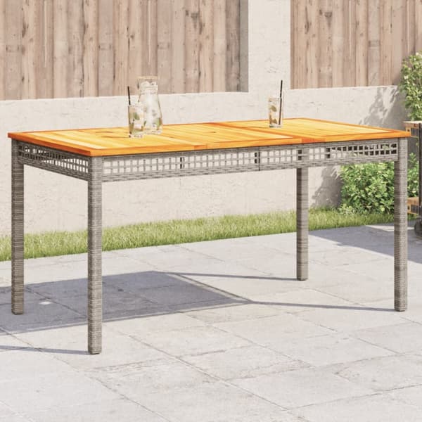 The Living Store Trädgårdsbord grå 140x80x75 cm konstrotting akaciaträ - Utebord