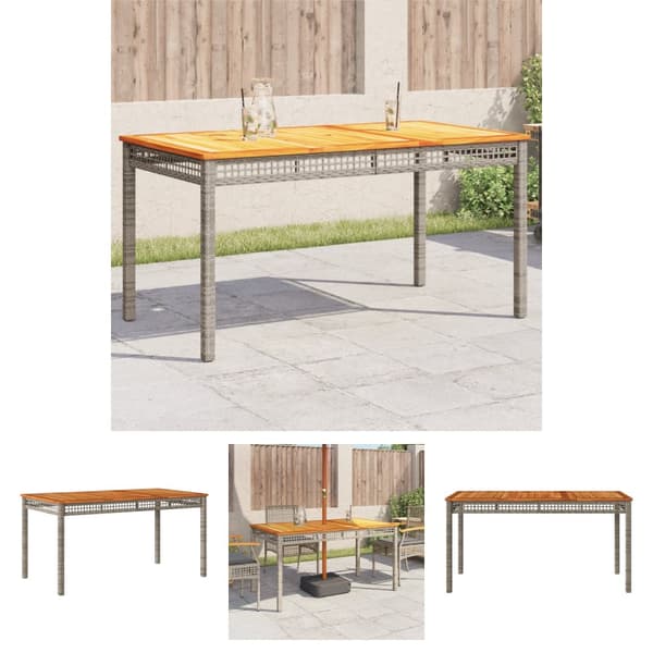 The Living Store Trädgårdsbord grå 140x80x75 cm konstrotting akaciaträ -  Utebord