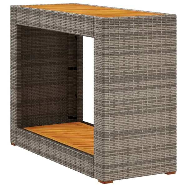 The Living Store havebord med trætop 100x40x75 cm polyrattan grå -  Haveborde