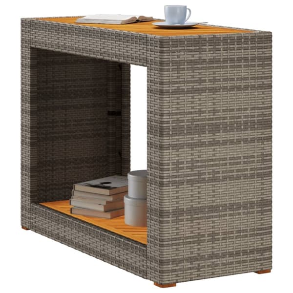 The Living Store havebord med trætop 100x40x75 cm polyrattan grå -  Haveborde