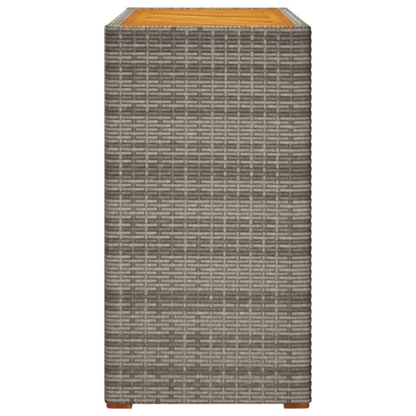 The Living Store havebord med trætop 100x40x75 cm polyrattan grå -  Haveborde