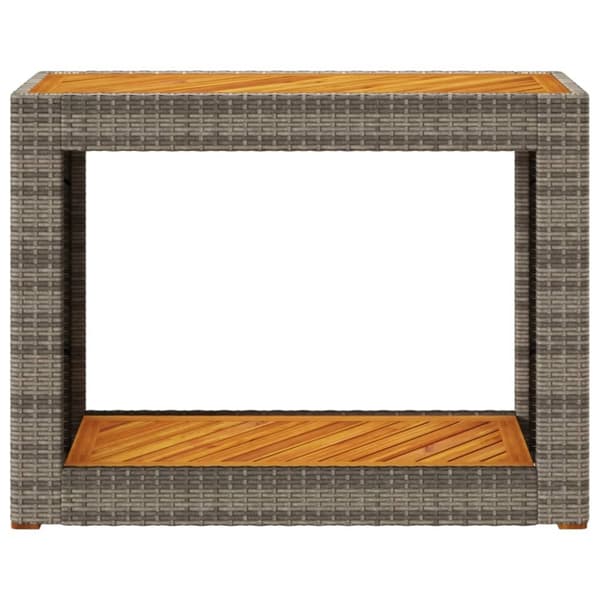 The Living Store havebord med trætop 100x40x75 cm polyrattan grå -  Haveborde
