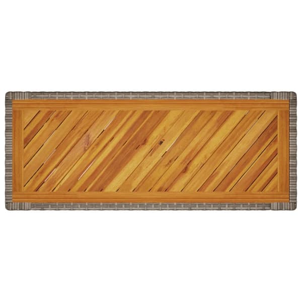 The Living Store havebord med trætop 100x40x75 cm polyrattan grå - Haveborde