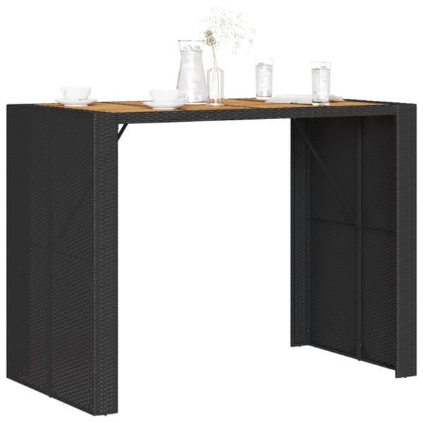 The Living Store havebord med akacietop 145x80x110 cm polyrattan sort - Haveborde