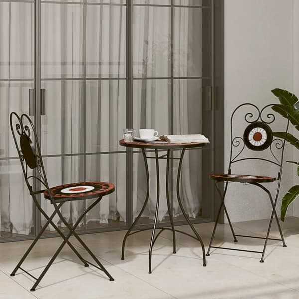 The Living Store Mosaikbord terrakotta och vit Ø50x70 cm keramik -  Utebord
