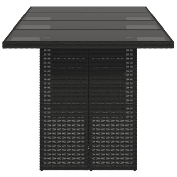 The Living Store Puutarhapöytä lasipöytälevy musta 190x80x74 cm polyrottinki -  Ulkopöydät