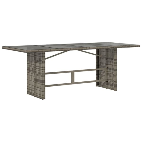The Living Store havebord med glastop 190x80x74 cm polyrattan grå -  Haveborde