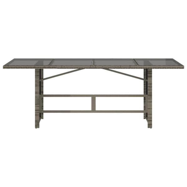 The Living Store havebord med glastop 190x80x74 cm polyrattan grå -  Haveborde