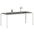 Miniatyrbillede 5 af 11: The Living Store havebord med glastop 190x90x75 cm polyrattan hvid -  Haveborde