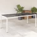 Miniatyrbillede 2 af 11: The Living Store havebord med glastop 190x90x75 cm polyrattan hvid -  Haveborde