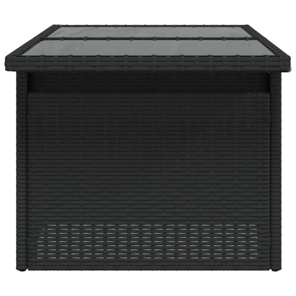 The Living Store Trädgårdsbord med glasskiva svart 100x55x73 cm konstrotting -  Utebord