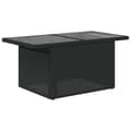 Miniatyrbild 8 av 11: The Living Store Trädgårdsbord med glasskiva svart 100x55x73 cm konstrotting -  Utebord