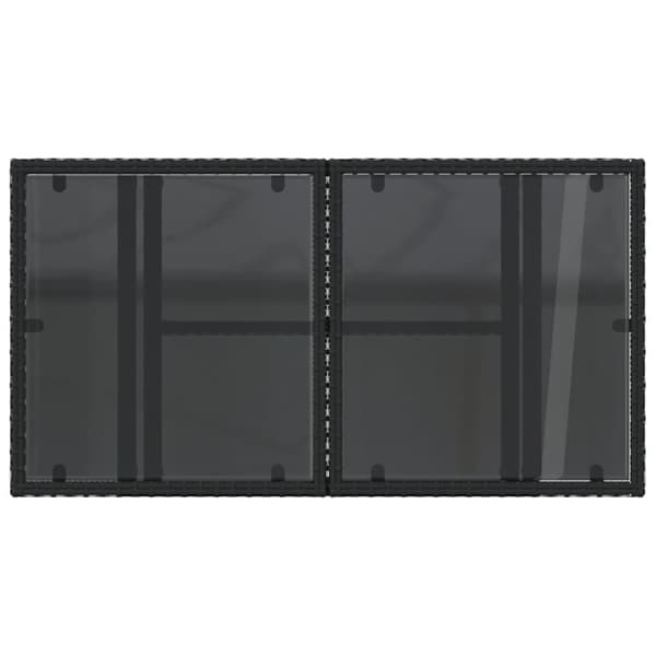 The Living Store Trädgårdsbord med glasskiva svart 100x55x73 cm konstrotting -  Utebord