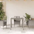 Miniatyrbillede 4 af 11: The Living Store havebord med glastop 90x90x75 cm polyrattan grå -  Haveborde